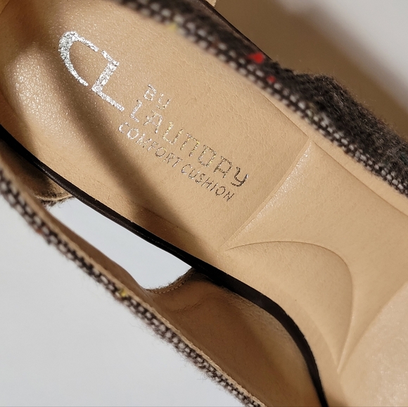 Women's Tweed Ankle Strap Block Heel Shoes - Picture 5 of 12